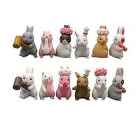 12pcs Easter Rabbit Cake Topper Set Bunny Cupcake Topper Miniature Bunny Wreath Doll Micro Landscape Ornaments