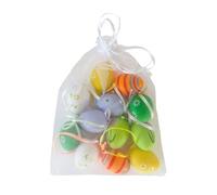 12pcs Easter Solid Colour Eggs Hanging Ornaments - Foam Egg Decorations for Tree, Basket Filler, Party Table Setting, DIY Craft Supplies (3-4cm)