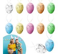 12PCs Easter Speckled Hanging Eggs, Multi Colored Styrofoam Easter Hanging Eggs, Easter Tree Home Decorations, Basket Filler Ornaments 5cm