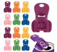 12Pcs Easy Can Tab Opener and Drink Protector Colored Beverage Ring Pull Opener Aid Beer Can Top Remover Leak Proof Plastic Cover Bottle Mouth Leak Proof Can Covers for Drinks Cans UK