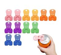 12pcs Easy Tab Opener and Drink Protector, Universal Ring Pull Can Opener Aid and Reusable Can Covers, Plastic Drink Can Opener for Soda Beer Pop Juice, Portable Tin Clip Tabs for Party Picnic BBQ Cam