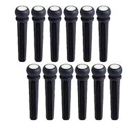 12pcs Ebony Bridge Pins with White Pearl Brass Circle Skirt Compatible With Acoustic Guitar