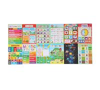 12PCS Educational Posters for Kids, Learning Posters Set, Cartoon Classroom Posters with Double Sided Cover Film, 12 Different Themes Including Animals, Weather, Math, L