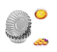 12PCS Egg Tart Mold Stainless Steel Cupcake Baking Mold Reusable Metal Muffin Baking Cups Fruit Tart Molds Tartlets Pans Tins