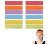 12Pcs Elastic Cotton Headband, Stretchy Headband, 5cm Non-Slip Headband, Yoga Soft Headband, Sweat Wicking Headbands, Stretchy Cotton Jersey Headbands, Hairband for Women's Sport (2)