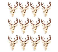 12Pcs Embroidery Cloth Stickers, Deer Head Sew Iron On Patches DIY Motif Applique Patches for Clothing Jeans Jackets Shoes Cap Bags