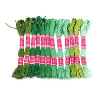 12Pcs Embroidery Thread, Gradient Polyester Embroidery Floss Portable Variegated Rainbow Crewel Cross Stitch Threads for Sewing Crafts (Green Series)