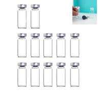 12PCS Empty Sterile Vial with Off Aluminum Cap Transparent Glass Vials with Self Healing Injection Port for the Preservation and Transportation of Small Doses of Liquids