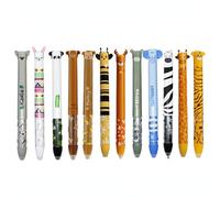 12PCS Erasable Gel Pens with Heat-Sensitive Erasable Ink. The Pen Bodies Feature animal Designs Such as Giraffes and Koalas. The Pen Tips are 0.7 Mm In Diameter