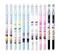12pcs Erasable Pens Blue Set, Smooth 0.5mm Gel Pens for Writing, Stray Pen, Easy-Clean Erasable Pen Design, Rub Out Penss for School Notes, Studying, Creative Projects & Everyday Use, with 6 Designs