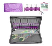 12Pcs Ergonomic Resin Handle Crochet Hook with Storage Case and Large Eye Needle 0.9mm-4.0mm for Knitting Yarn Craft Crochet Hook for Knitting