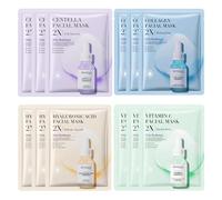12PCS Essence Sheet Mask, Hydrating Sheet Face Mask Set, Face Masks Skincare Set, Collagen Vitamin C Face Masks for Women & Men, Moisturizing, Nourishing, Anti-Aging, Brightening Sheet Masks Multipack