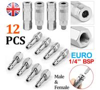 12PCS Euro Air Line Hose Fitting Connector Quick Release 1/4'' BSP Male Female