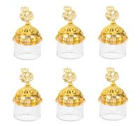 12pcs European Style Golden Wedding Favor Boxes for Treats and Candy | Plastic Decorative Containers, Lid Design, Special Events and Weddings, Twelve Dozen Pack