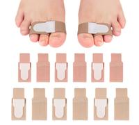 12Pcs Fabric Hammer Toe Corrector Reusable Straightener Toe Splint Fabric Wraps Toe Bandages Protectors for Crooked Toes/Bent Toes/Overlapping Toes Avoid Secondary Trauma