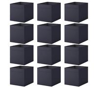 12pcs Fabric Storage Box Insert - Black - 33x38x33cm - Foldable and Durable Cube Organizer for Shelves, Closets, and Home Storage