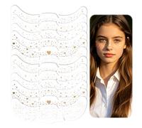 12pcs Face Temporary Tattoo Stickers, Sparkle Freckles Makeup Patches Shiny Star Dot Face Tattoo Jewelry for Women Rave Concert Festival Party Supplies Accessories (Gold, 6 Styles)