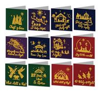 12pcs Faith Theme DIY Diamond Painting Greeting Card Set with Envelope Rhinestone Diamond Art Mosaic Postcards Creative Birthday & Thanksgiving Card Kit for Family Friend Handmade Postcard Gifts