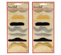 12pcs Fake Assorted Moustaches | Self-Adhesive Stick On Fancy Dress Black, Brown and Gray Costume Accessory - Bundled by Smart Cutie