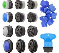 12Pcs Faucet Aerator of Size M16.5 M18.5 M21.5 M24 with 6 Pcs Faucet Aerator Key Removal Wrench of 16.5/18.5/21.5/22.5/24mm Tap Aerators Flow Restrictor