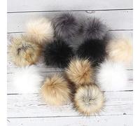 12Pcs Faux Fur Pom Pom DIY Fox Fur Fluffy Pompom Ball for Detachable Knit Hats Bags Keychains Scarves and Shoes Accessories 10CM (A)