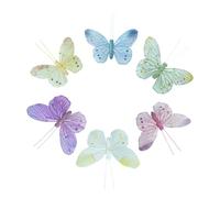12PCS Feather 3D Butterfly Wall Stickers Pastel Colored Pink Purple Blue Yellow Green White Butterflies Decals for Nursery Girls Bedroom Butterfly Birthday Party Cake Wedding Baby Shower Decorations