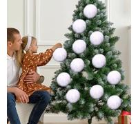 12pcs Feather Tree Ornament Baubles Christmas Snowball Hanging Decor For Birthday Wedding Baby Shower Xmas Party Decoration Supplies