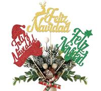 12Pcs Feliz Navidad Centerpiece Sticks - Christmas Theme Birthday Wedding Anniversary Party Supplies