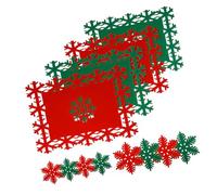 12Pcs Festival Felt Table Mats Placemats for Christmas Dining Elegant Snowflake Shaped Tableware Mats Place