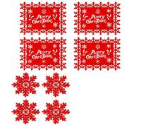 12Pcs Festival Felt Table Mats Placemats for Christmas Dining Elegant Snowflake Shaped Tableware Mats Place