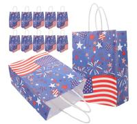12pcs Festive Paper Gift Bags with Handles, Foldable Bottom | Ready-to-gift Paper Bags, Stable after Unfolding, for Cookies and Favours, Teachers or Planners
