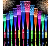12Pcs Fiber Optic Wands Glow Sticks 4 Blinking Colors LED Glow Sticks 3 Modes Colorful Flashing LED Light Up for Concerts Birthday Party