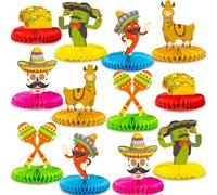 12pcs Fiesta Mexican Honeycomb Table Centerpiece Paper Fans Mexican Theme Centerpiece Cinco De Mayo Party Decorations