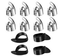 12Pcs Finger Picks Adjustable Banjo Picks Including 8Pcs Stainless Steel Thumb Pick and 4 Pcs Plastic Black Mountain Thumb Pick for Harp Bass Guitar(Silver, Black)