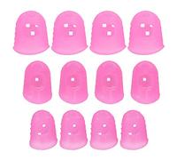 12Pcs Fingertip Protector Silicone Guitar String Finger Guard Guards Fingertip Protectors Against the Press Sore Finger Ballad String Instrument Accessory (Pink M00250)