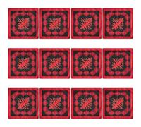 12pcs Flame Printing Squared Handkerchief Light Weight Headscarf Skull Pattern for Sports and Daily Wear