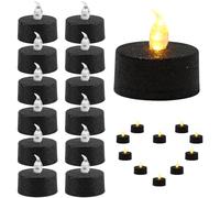 12pcs Flameless Tealight Candles, Black Realistic No Flickering Led Tealight Candle Long Lasting Battery Operated Halloween Christmas Tea Light Candles Ideal for Holiday Decor, Theme Party (black2)