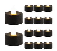 12pcs Flameless Tealight Candles, Black Realistic No Flickering LED Tealight Candles Long Lasting Battery Operated Ideal for Holiday Decor, Theme Party