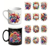12pcs Floral & Bible Verse UV DTF Cup Wraps Winter UV DTF Transfer Waterproof Sticker for Glass Cups Craft DIY Crafts,Rub on Transfer Stickers for DIY Water Bottle Laptop Decal Wood Car