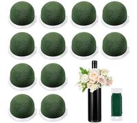 12PCS Floral Foam Round Adhesive Backed Foam for Artificial Flowers with Arrangement Wire for Wine Bottle Decor Florist Supplies Green