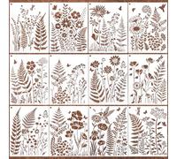 12Pcs Flower Botanical Stencils Painting Crafts Drawing Wildflower Template