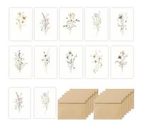 12Pcs Flower Greetings Cards, Floral Design Blank Greetings Cards Multipack, Notelets and Envelopes Sets for Adults, A6 Floral Just To Say Card with 12 Smooth Envelopes for DIY, Baby Shower, Wedding