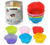 12PCS Flower Silicone Muffin Cases with Storage Box Reusable Non Stick Cupcake Moulds Air Fryer Safe Baking Liners for Cakes Pudding Jelly Oven Microwave Freezer Dishwasher Multicoloured