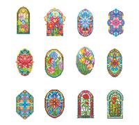 12pcs Flowers-1 5D DIY Square Drill Kits 5.91x7.09in (Flowers-1)