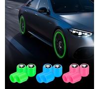 12PCS Fluorescent Tyre Valve Caps (3 Colours), Glow in The Dark Dust Caps for Car Tyres, Universal Tire Valve Cap Set for Car, SUV, Truck, Motorcycle, Tyre Decoration