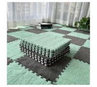 12pcs Foam Floor Mat Puzzle Tiles - Plush Cuttable Anti-Slip Interlocking Carpet - Green & Gray - Perfect for Kids' Playroom Gym or Home Use (36pcs Total)