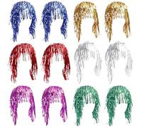 12PCS Foil Wigs, Fancy Dress Wigs & Hairpieces, SHINY FOIL WIG，Makeup Wig, Makeup Photo Props, Cosplay Party, Punk Rock, Costume Party (Multi-color)