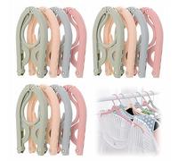 12pcs Folding Clothes Hangers, LOMYLM Travel Hangers Foldable Portable Plastic Clothes Coats Hanger Compact Lightweight for Home Hotel Camping Holiday Travel Accessories Cruise Essentials (4 Colors)