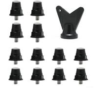 12pcs Football Boot Studs Replacement Spikes - Aluminium Alloy Conical for sg Studs for Rugby & Soccer Shoes - 5mm Thread with Wrench (10/13/16mm)(13/16mm black)