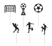 12Pcs Football Cake Toppers, Glitter Football Cupcake Toppers World Cup Cupcake Picks for Ball Sports Theme Soccer Players Kids Birthday Party Cake Decorations Supplies